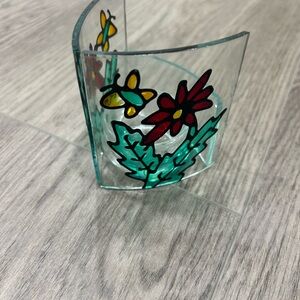 Floral Glass Candle Holder